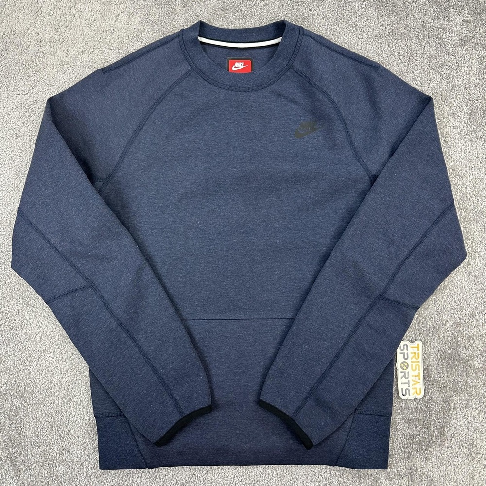 Nike Tech Fleece Pullover Mens Small Blue Crewneck Sweatshirt Pocket FD0745-473
